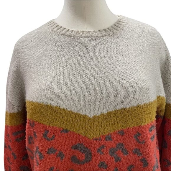 Easel 1X Colorblock Leopard Sweater Winter Coquette Soft Girl Whimsical Cozy - Picture 8 of 8